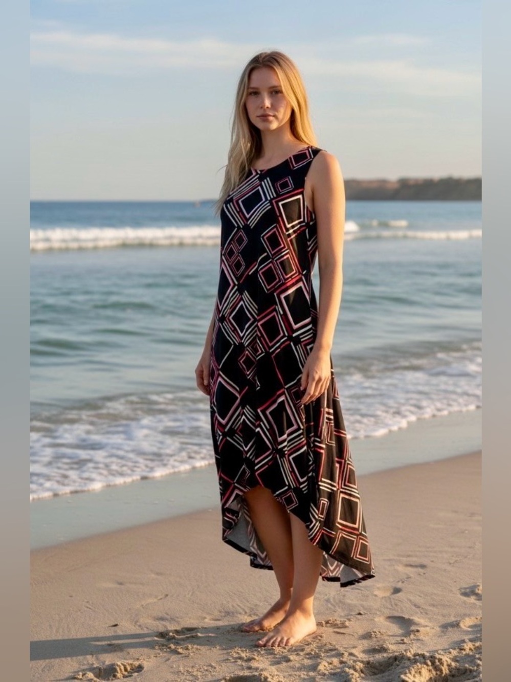 Alfani Hi-Low Maxi Dress Geometric Dress